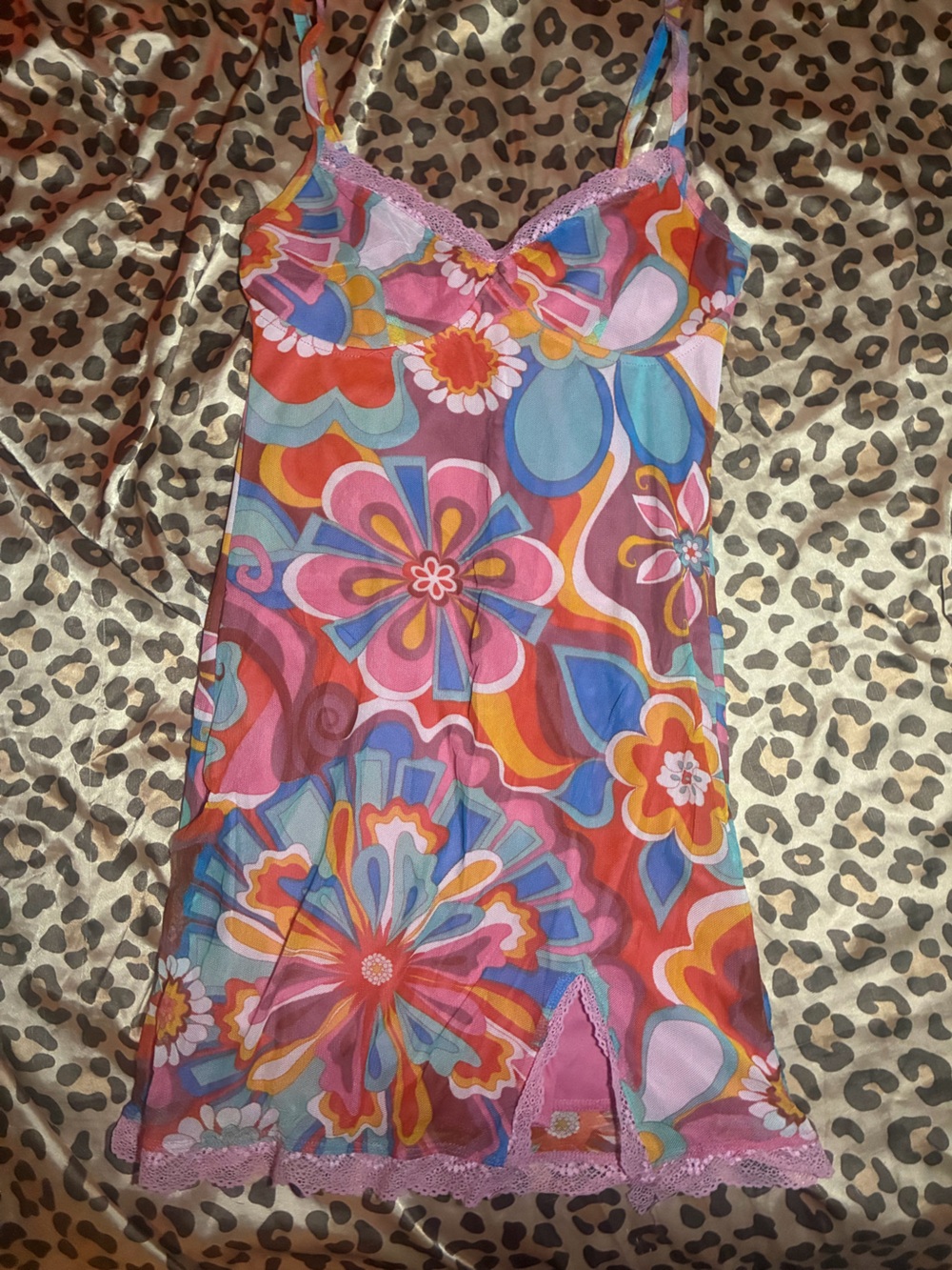 ⭒ floral jolie and joy mesh mini dress